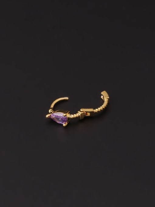 HISON Brass Cubic Zirconia Water Drop Minimalist Huggie Earring(Single Only One) 3