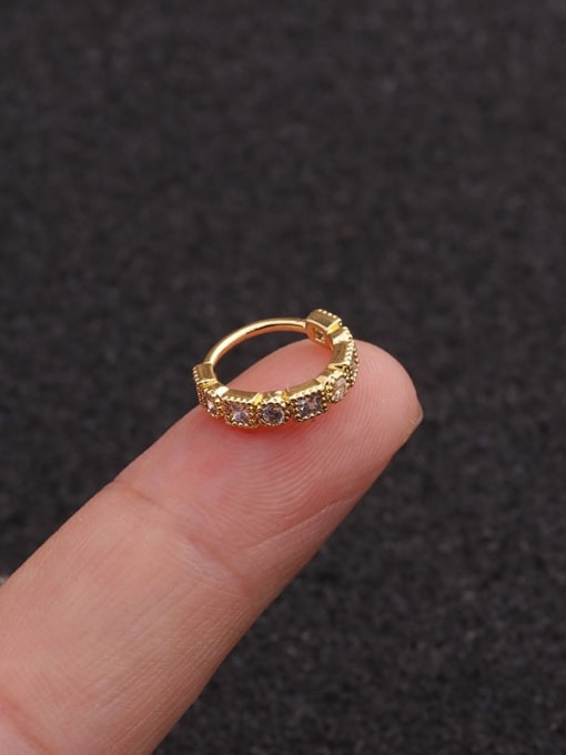 1 Gold Brass Cubic Zirconia Round Minimalist Single Earring