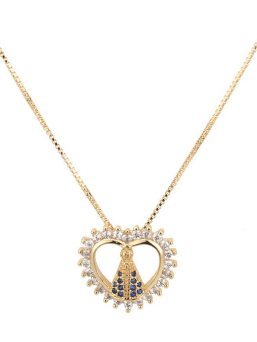 renchi Brass Cubic Zirconia Hollow  Heart Dainty Necklace 0
