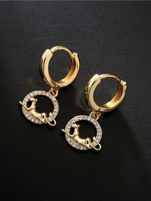 AOG Brass Cubic Zirconia Geometric Vintage Huggie Earring 1