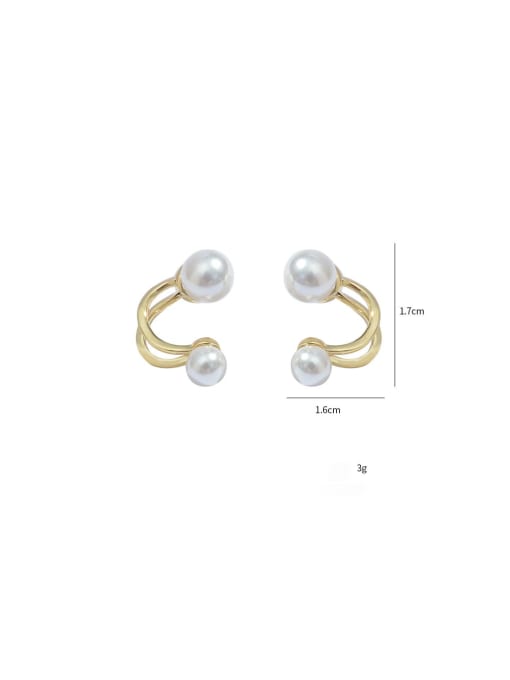 YOUH Brass Imitation Pearl Geometric Trend Stud Earring 2