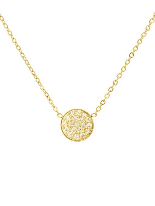 November Light Gold Stainless steel Cubic Zirconia Round Minimalist Necklace