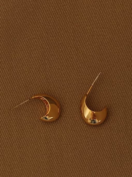 ACCA Brass Smooth Moon Vintage Stud Earring 2
