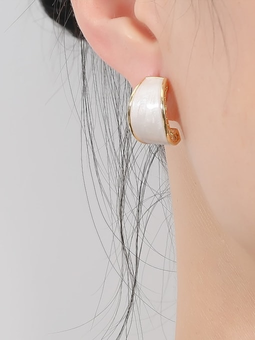 HYACINTH Brass Enamel Geometric Minimalist Stud Earring 1