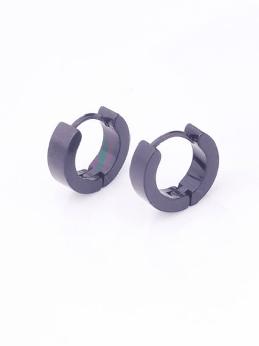 black Stainless steel  Smooth Geometric Minimalist Huggie Earring