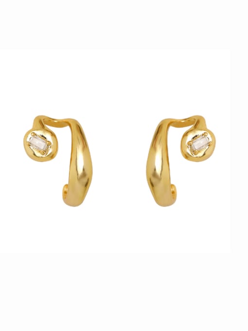 HYACINTH Brass Cubic Zirconia Irregular Minimalist Stud Earring 0