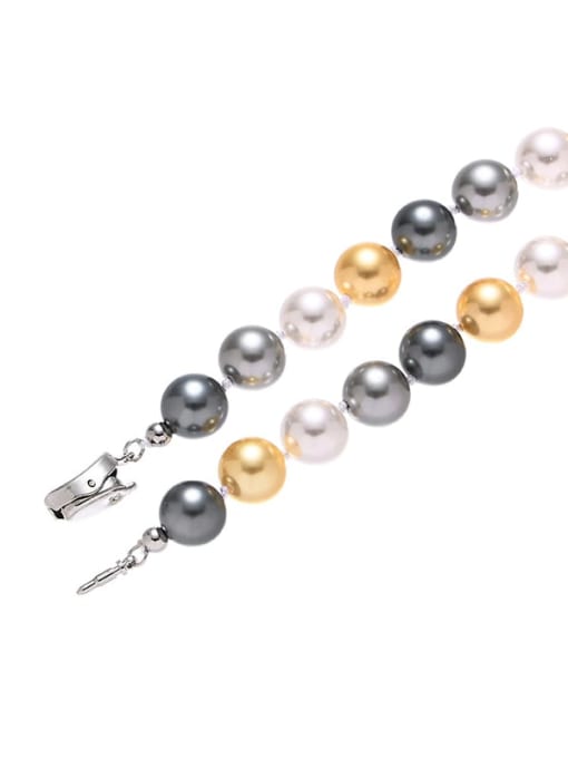 Five Color Brass Imitation Pearl Round Vintage Beaded Necklace 2
