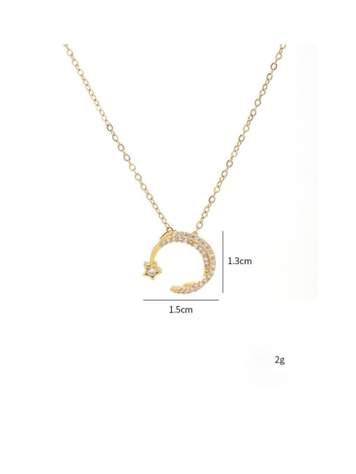 YOUH Brass Cubic Zirconia Moon Dainty Necklace 2
