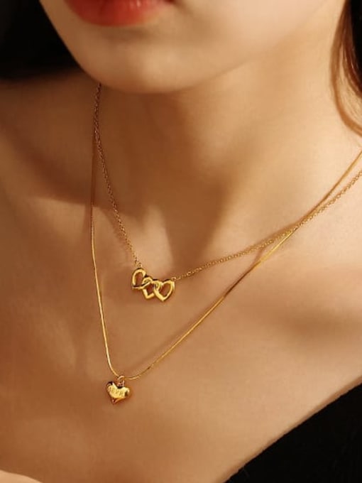 ACCA Titanium Steel Chain Brass  Heart Pendant Minimalist Necklace 1