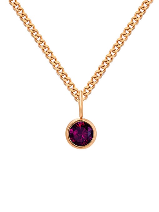 June Purple Rose Gold Stainless steel Birthstone Geometric Minimalist Necklace