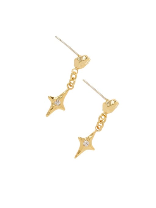 Five Color Brass Cubic Zirconia Cross Minimalist Drop Earring
