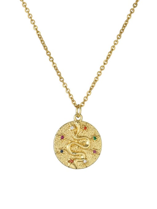 20294 Brass Rhinestone Snake Vintage Necklace