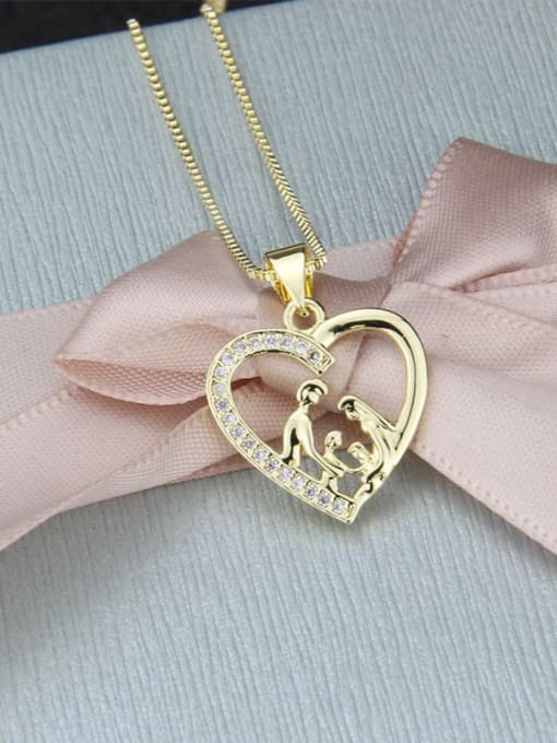 renchi Brass Cubic Zirconia Heart Pendant  Necklace 3