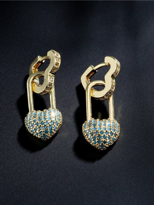 AOG Brass Cubic Zirconia Heart Vintage Huggie Earring 1
