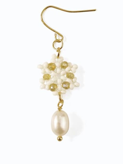 Five Color Alloy Imitation Pearl  Flower Cute Hook Earring 3