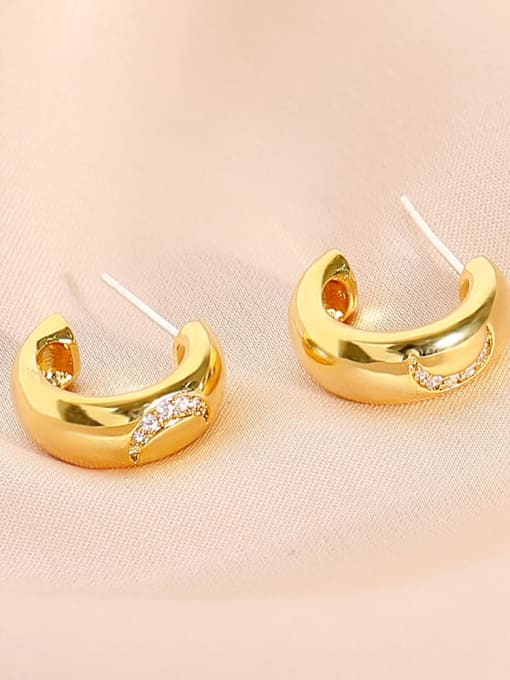 18k gold Brass Cubic Zirconia Geometric Vintage Stud Earring