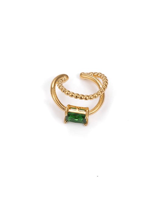 Zircon Earbone clip(Single ) Brass Glass Stone Geometric Trend Single Earring