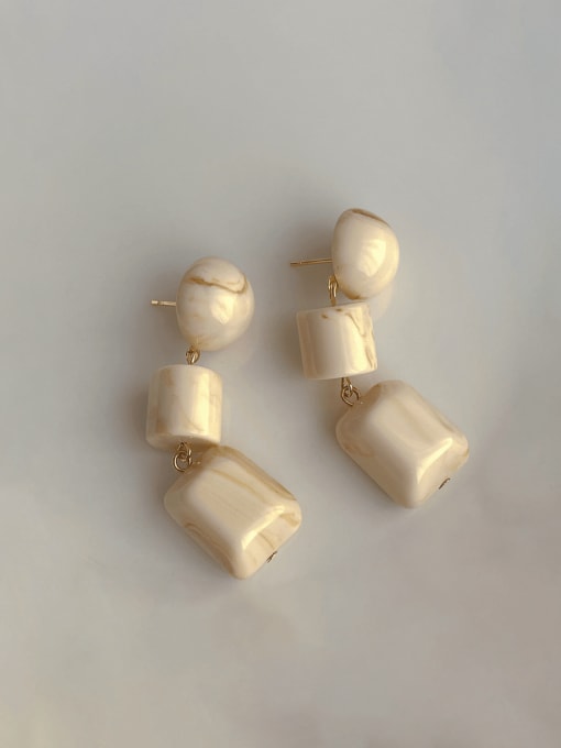YOUH Brass Resin Geometric Vintage Drop Earring 2