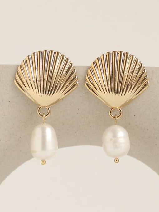 ACCA Brass Imitation Pearl Irregular Vintage Drop Earring 2