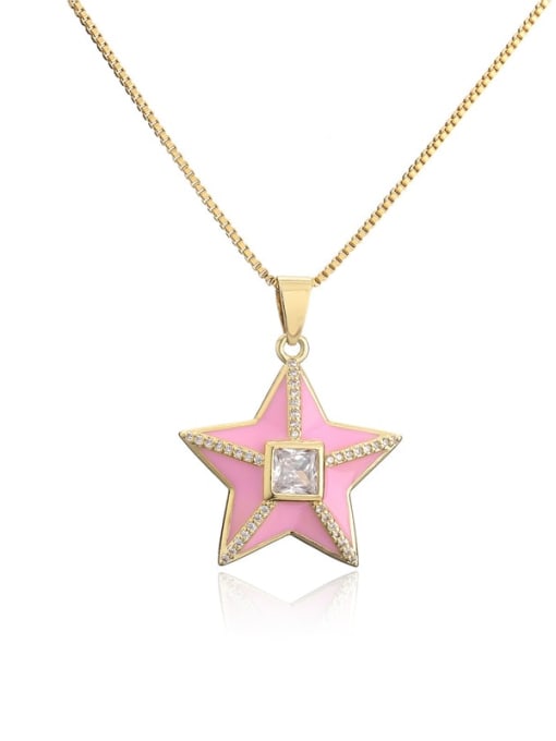 20910 Brass Rhinestone Enamel Star Ethnic Five-pointed star Pedant Necklace