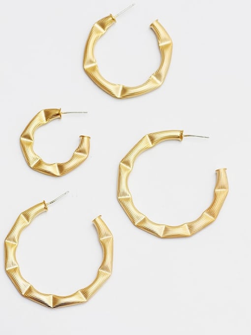 Dumb gold Copper  C-shape minimalist hoop Trend Korean Fashion Earring