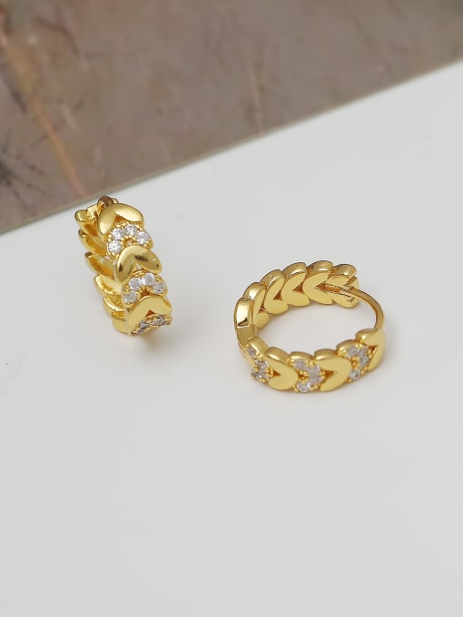 HYACINTH Brass Cubic Zirconia Geometric Minimalist Huggie Earring