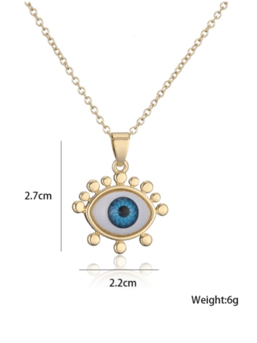AOG Brass Rhinestone Enamel  Vintage Evil Eye Pendant Necklace 1