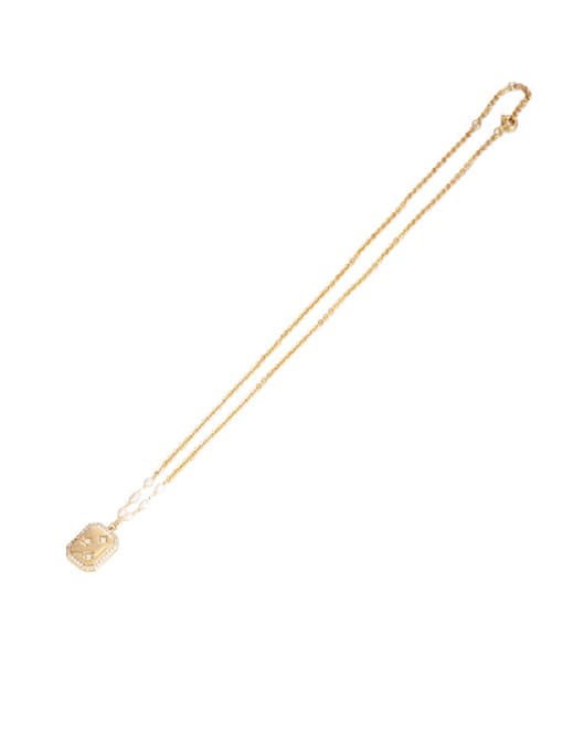 Pearl Zircon Necklace Brass Imitation Pearl Star Vintage Necklace