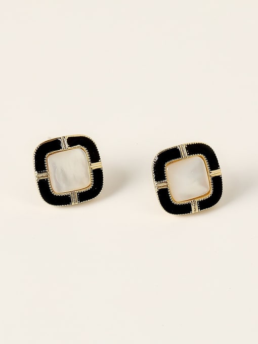 HYACINTH Brass Enamel Geometric Vintage Stud Trend Korean Fashion Earring 0