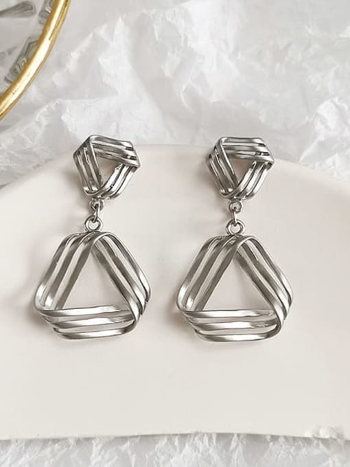 HYACINTH Copper Hollow Triangle Minimalist Drop Trend Korean Fashion Earring 2