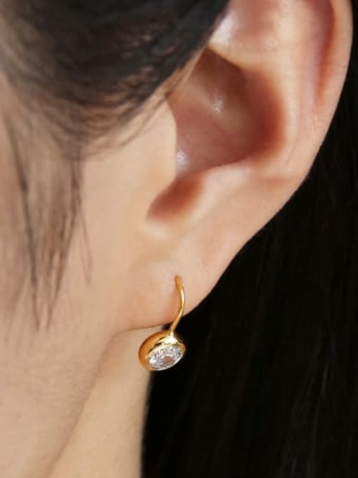 Five Color Brass Rhinestone Geometric Minimalist Hook Earring 2