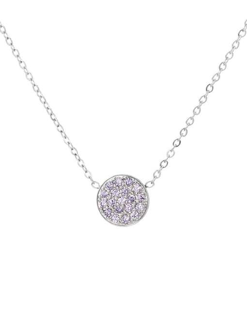 February Violet Steel Stainless steel Cubic Zirconia Round Minimalist Necklace