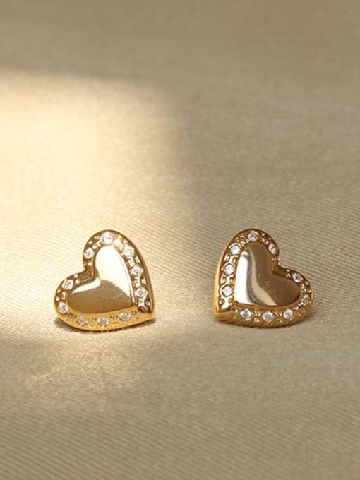ACCA Brass Smooth Heart Minimalist Stud Earring 0
