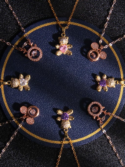 AOG Copper Cubic Zirconia Mouse Trend Bear Pendant  Necklace