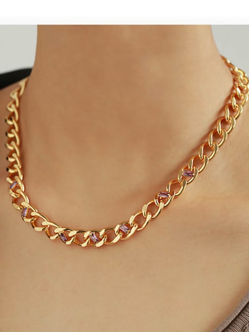 ACCA Brass Hollow Geometric Chain Hip Hop Necklace 2