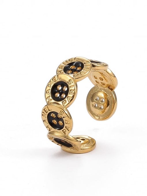 Five Color Brass Enamel Geometric Hip Hop Button Band Ring