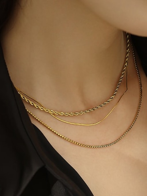 ACCA Brass Geometric Minimalist Chain Necklace 1