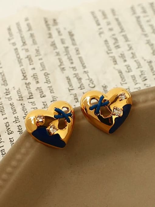 ACCA Brass Enamel Heart Vintage Earring 1