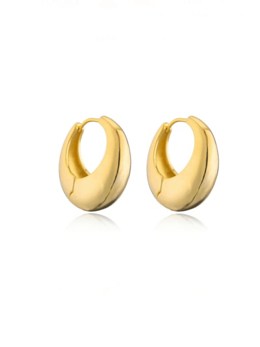 41455 Brass Smooth  Geometric Minimalist Huggie Earring