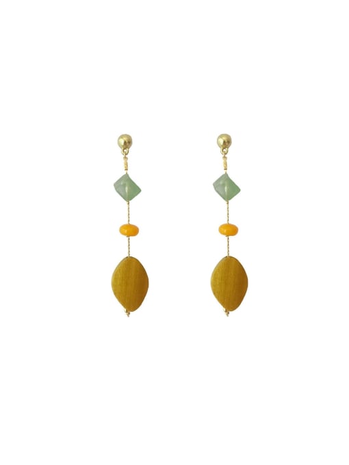 ZRUI Alloy Resin Tassel Vintage wood color matching Drop Earring/Multi-Color Optional