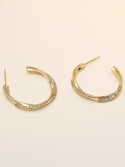 HYACINTH Brass Cubic Zirconia Geometric Hip Hop Hoop Trend Korean Fashion Earring 3
