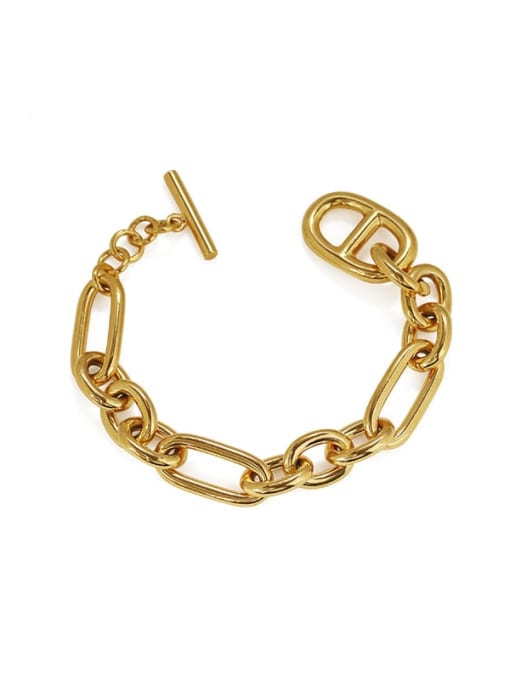 golden Brass Hollow Geometric Hip Hop Link Bracelet