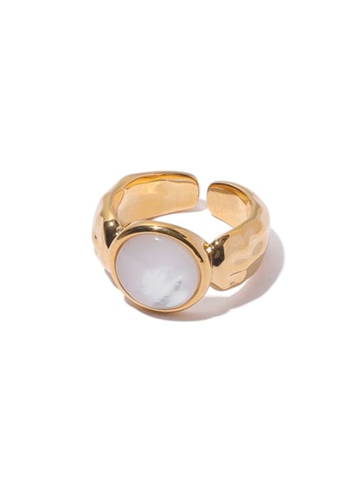 ACCA Brass Shell Geometric Vintage Band Ring 0