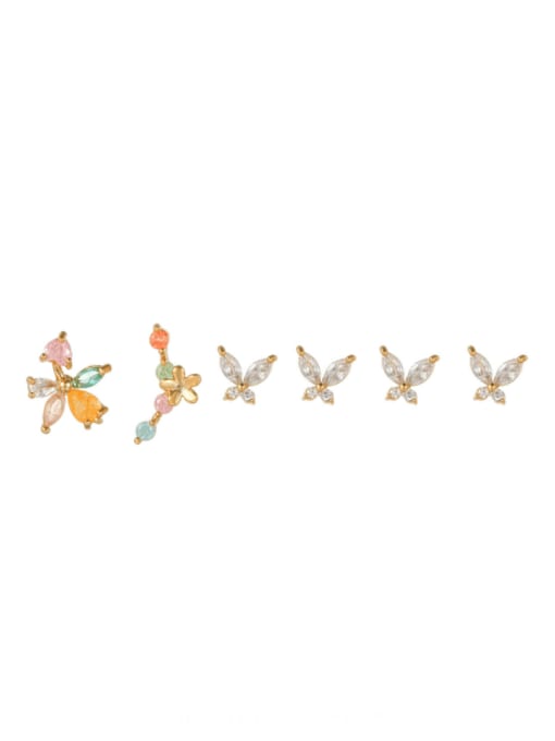 COLSW Brass Cubic Zirconia Butterfly Cute Stud Earring 0