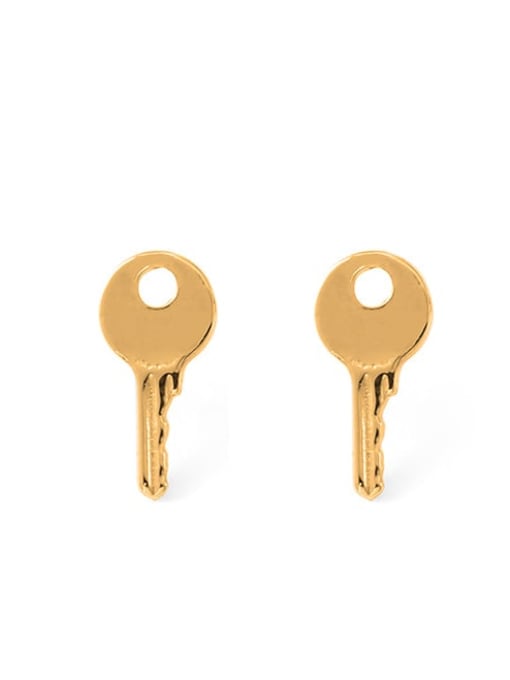 gold Titanium Steel Smooth Key Minimalist Stud Earring