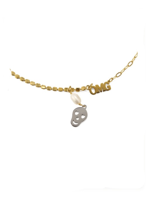 golden Brass Skull Vintage chain round Necklace