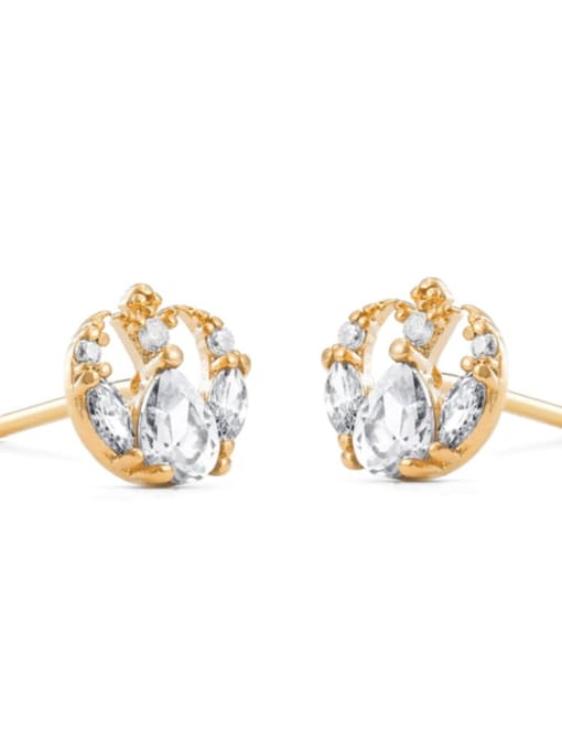 39 gold Brass Cubic Zirconia Icon Cute Stud Earring