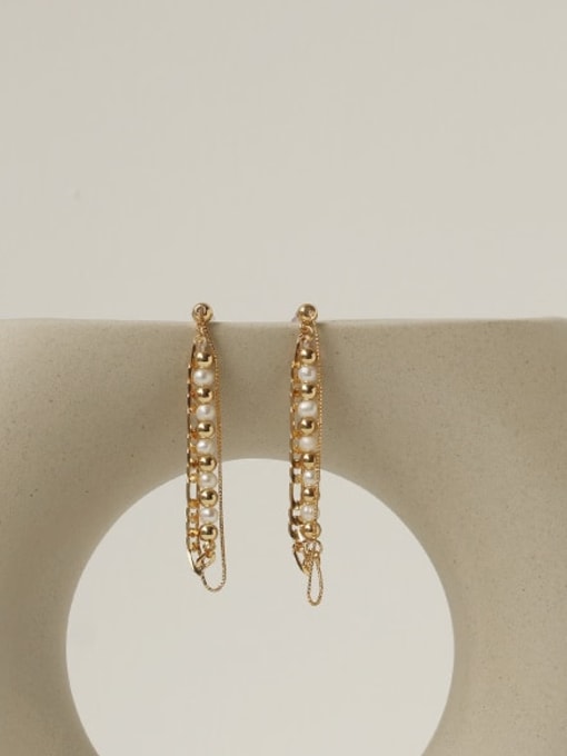 Five Color Brass Imitation Pearl Geometric Vintage Drop Earring 2