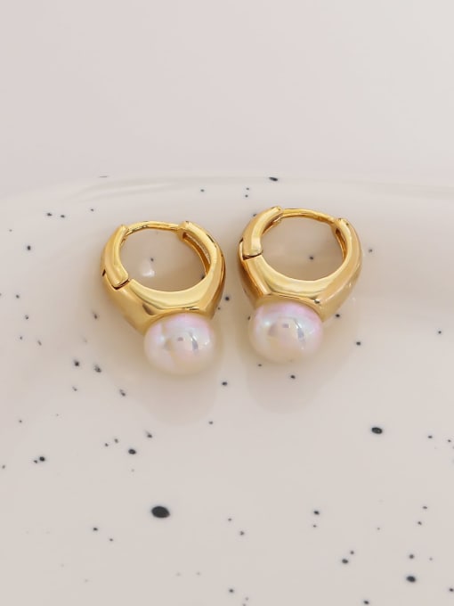 HYACINTH Brass Imitation Pearl Geometric Minimalist Earring 3