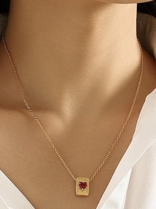 Five Color Brass Cubic Zirconia Heart Minimalist Necklace 1